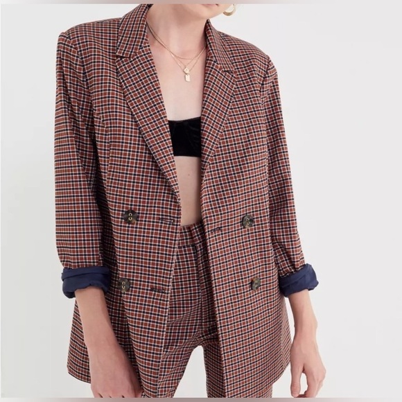UO Jacques Plaid Double-Breasted Blazer - Picture 1 of 3